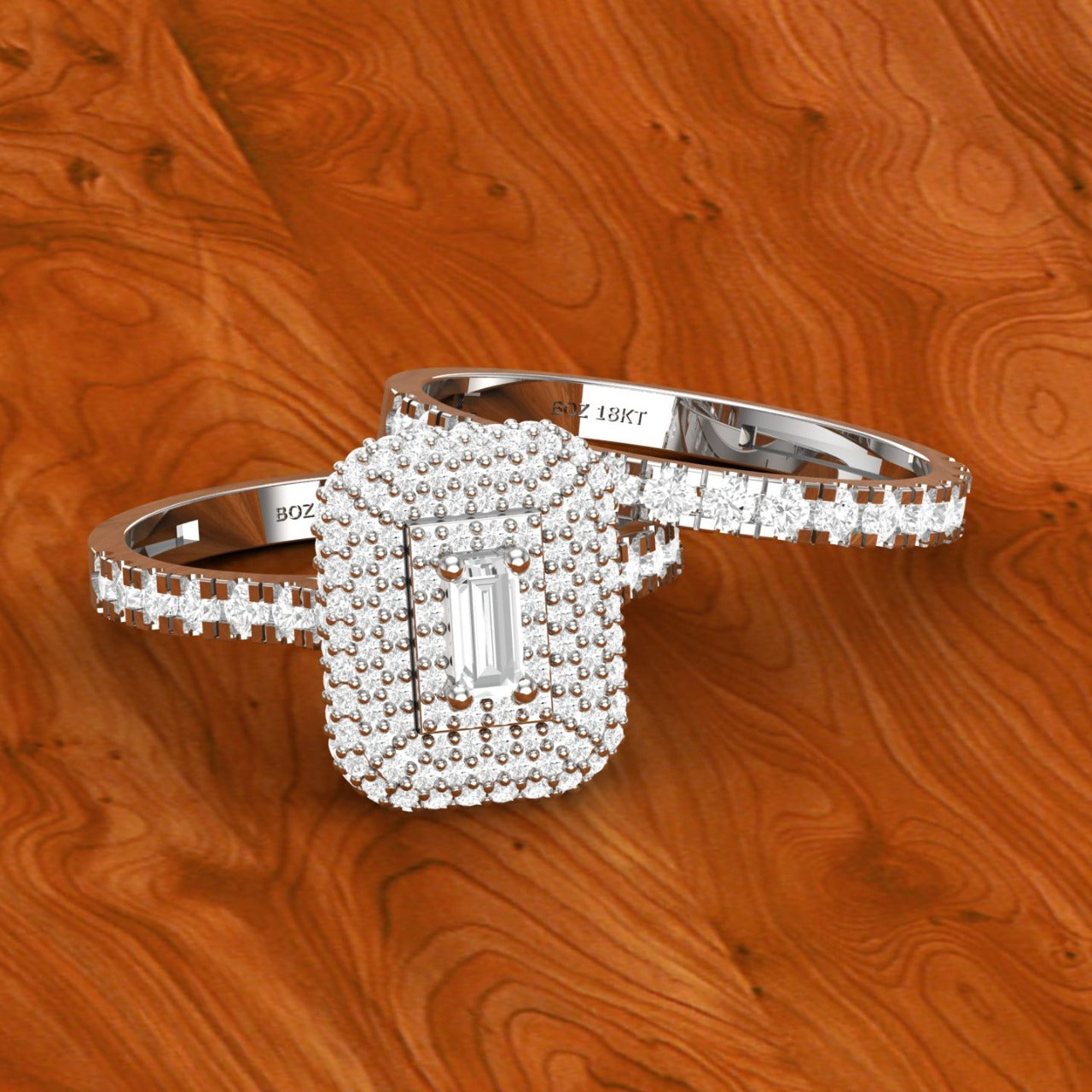 Sofia Baguette Cut Diamond Bride Set in 18K Gold