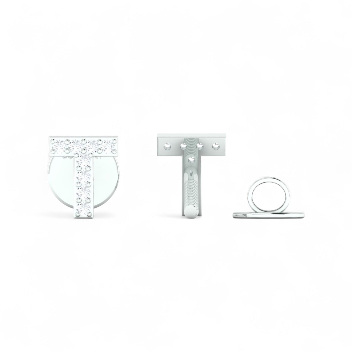 T "Initial" Diamond Stud in 18K Gold