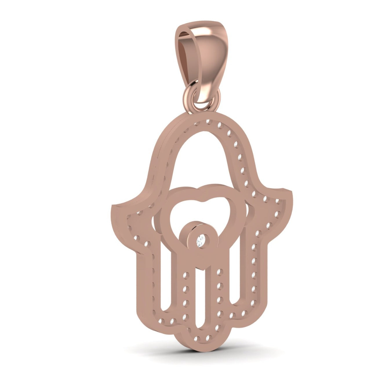 Hamsa Natural Diamond Pendant in 18K Gold