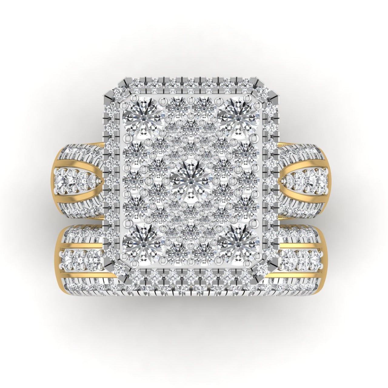 Amanda Radiant Cut Diamond Bride Set in 18K Gold
