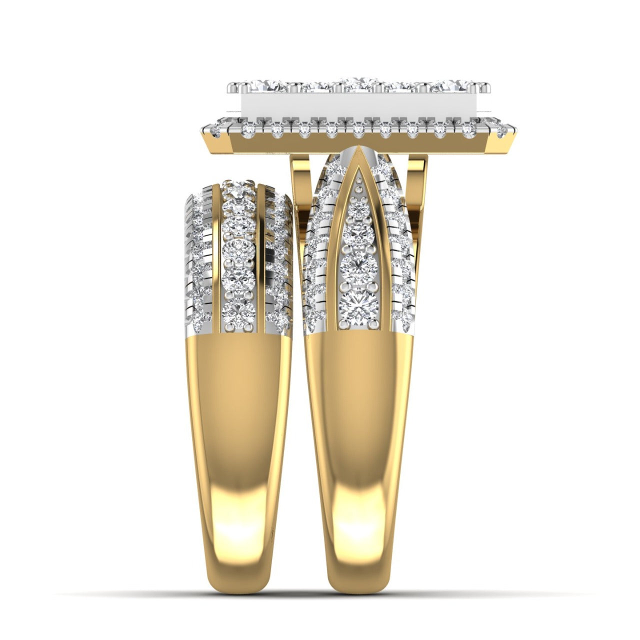 Amanda Radiant Cut Diamond Bride Set in 18K Gold