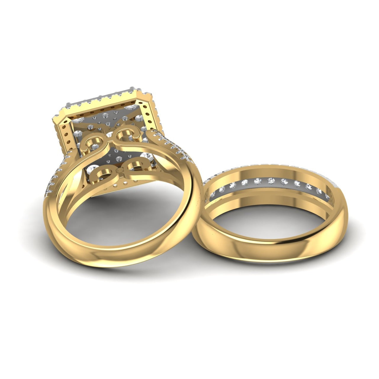 Amanda Radiant Cut Diamond Bride Set in 18K Gold