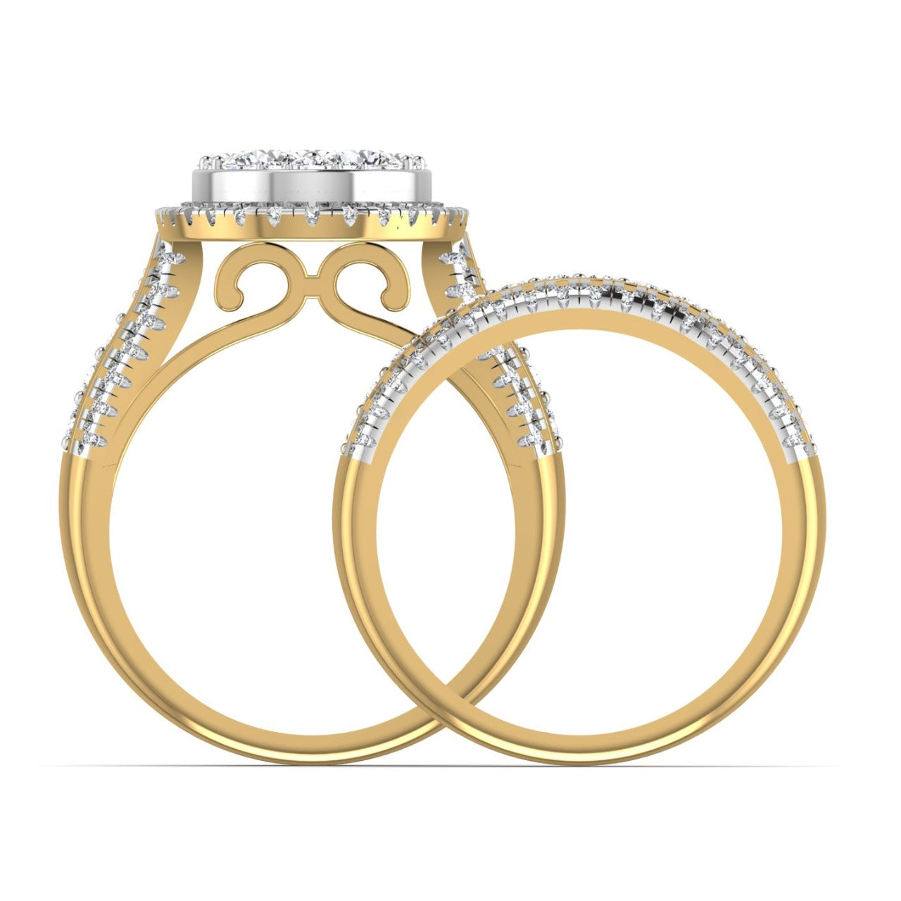 Amanda Round Cut Diamond Bridal Set in 18K Gold
