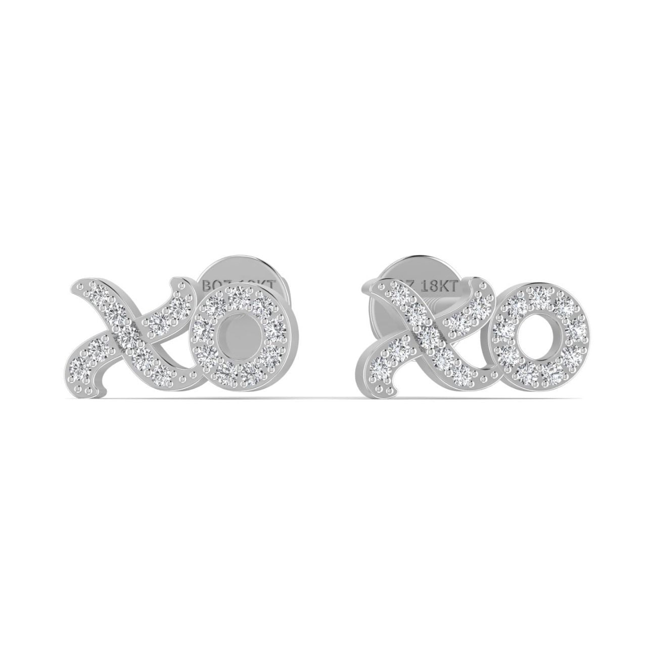 XOXO Mini Natural Diamond Studs in 18K Gold