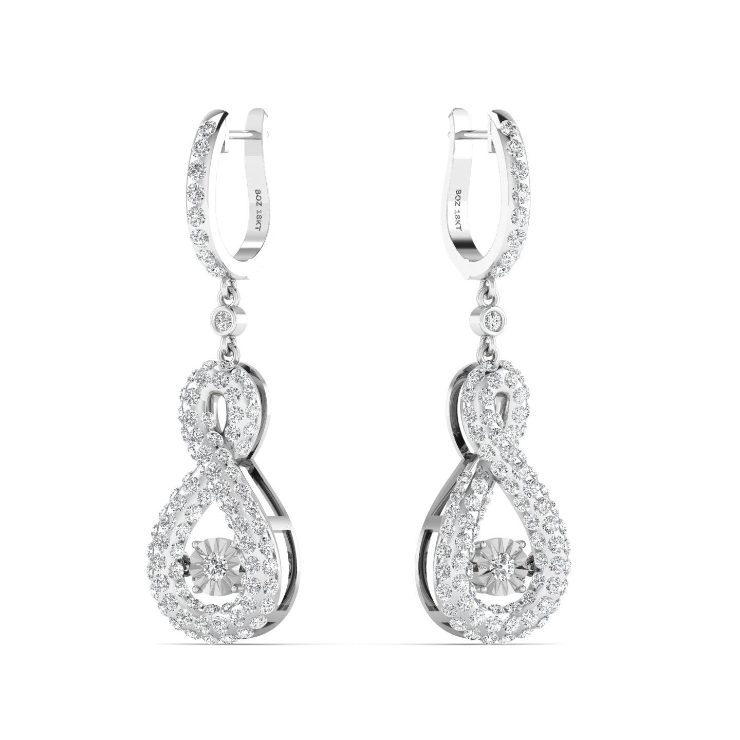 3D Pave Twinkle Infinie Drop Earrings in 18K Gold