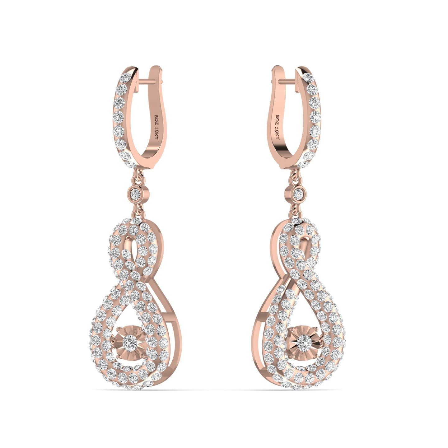 3D Pave Twinkle Infinie Drop Earrings in 18K Gold