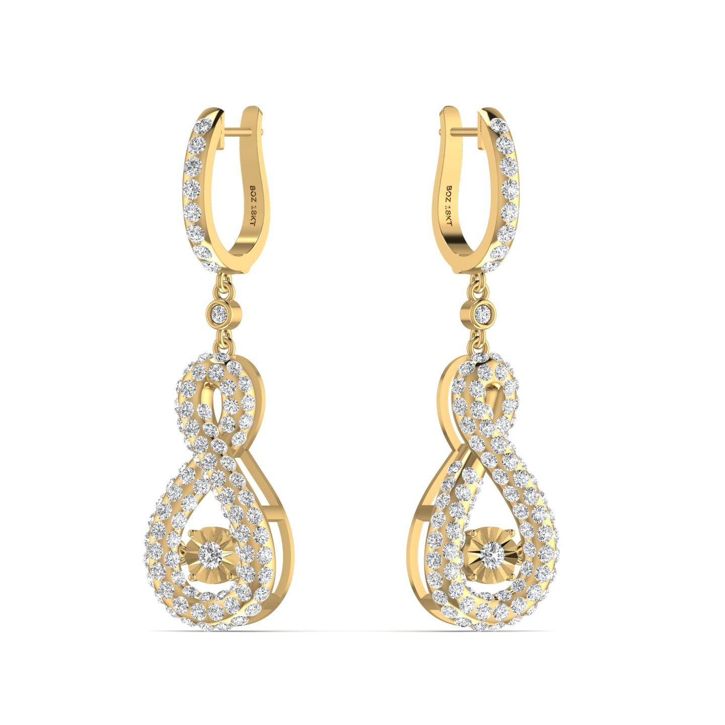 3D Pave Twinkle Infinie Drop Earrings in 18K Gold