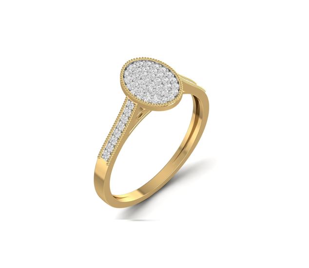 Pearl Oval Cut Diamond Engagement Ring in 10K Gold
