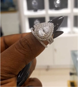Lovely Pear CZ Engagement Ring in 925 Sterling Silver
