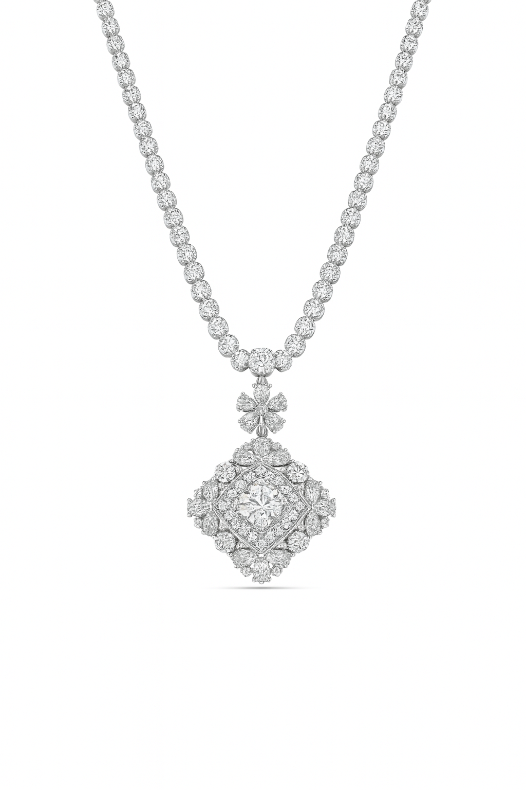 Radiant Grace Moissanite Necklace in 18K Gold