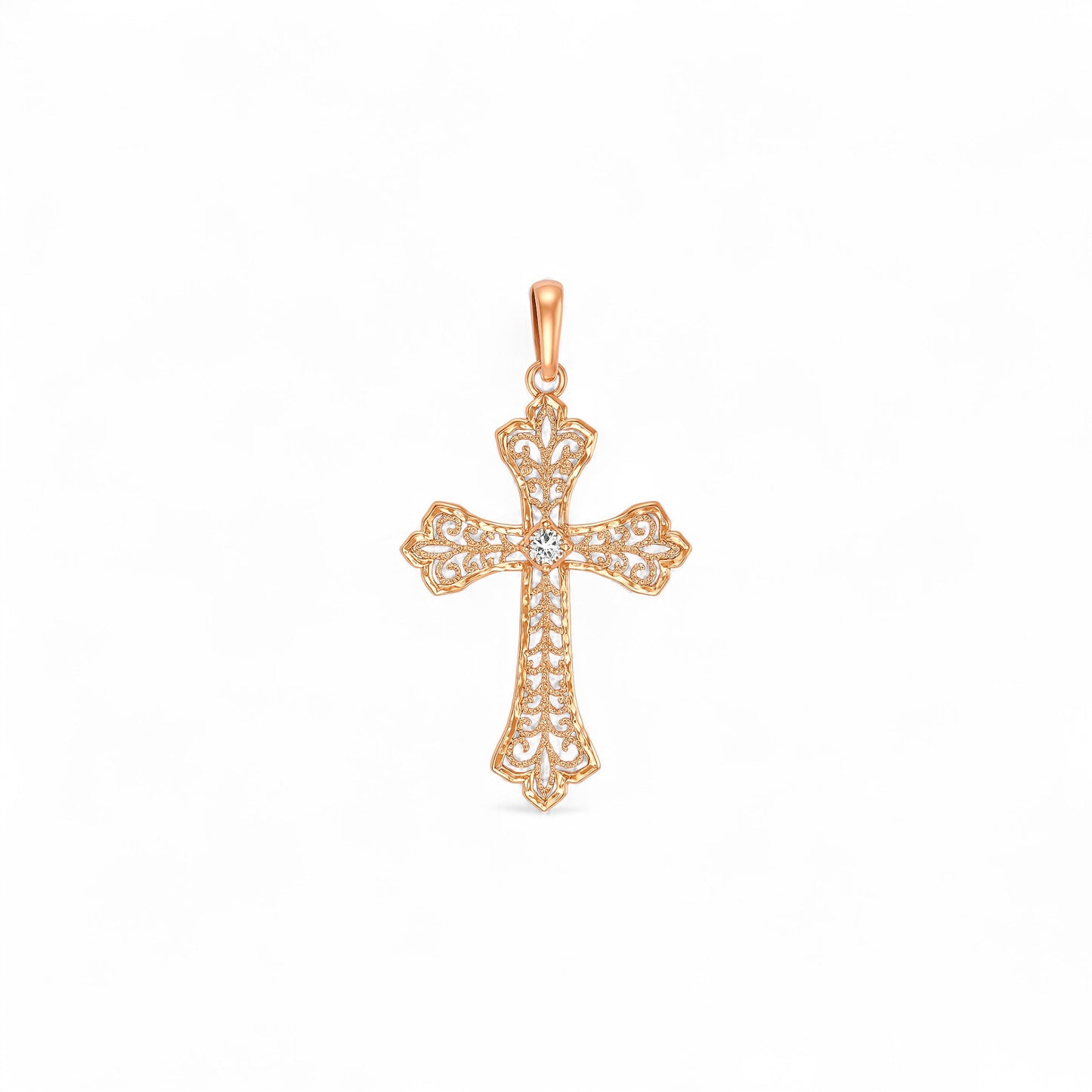 Single Stone Cross Diamond Pendant in 18k Gold