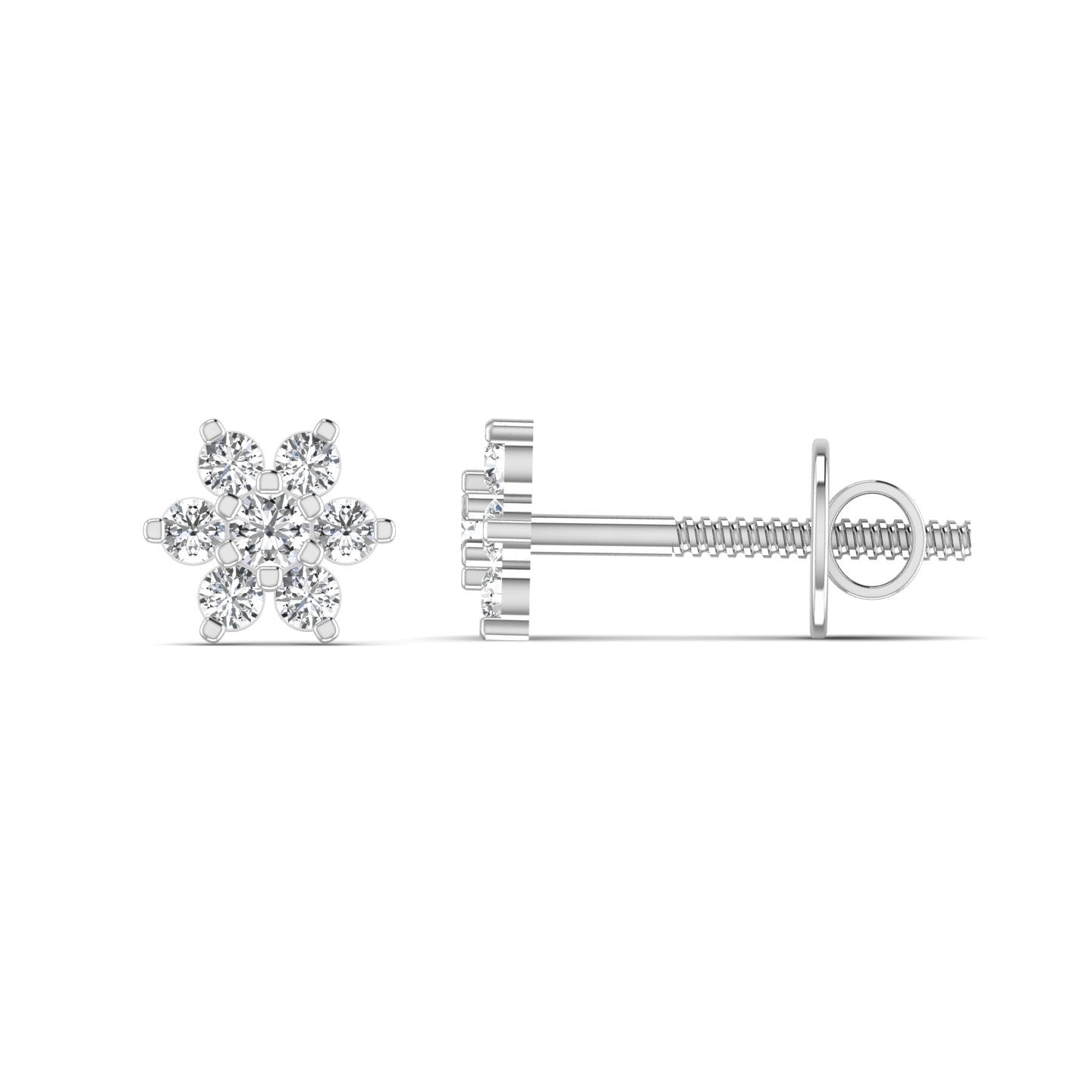 A pair of 18karat gold diamond cluster earrings in the shape of a star, with a screw-back closure.