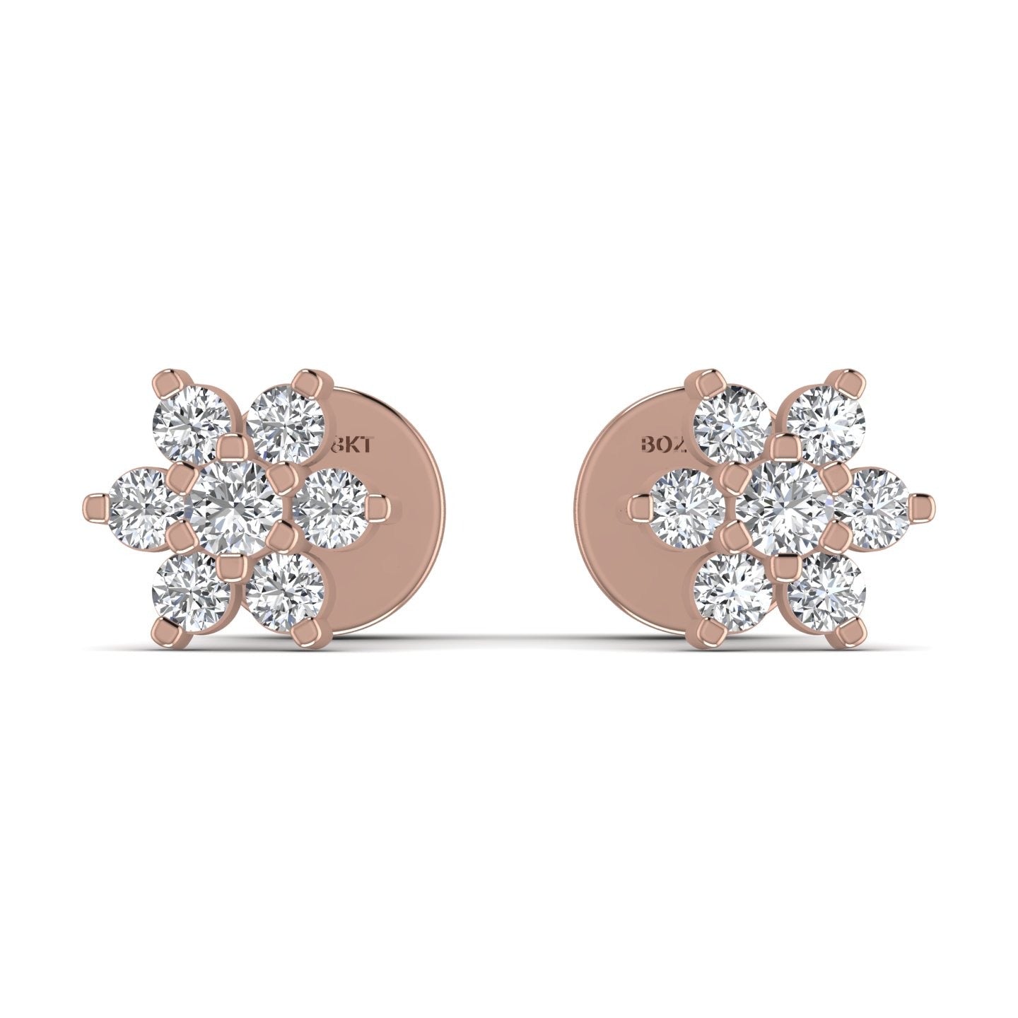A pair of 18karat gold diamond cluster earrings in the shape of a star, with a screw-back closure.