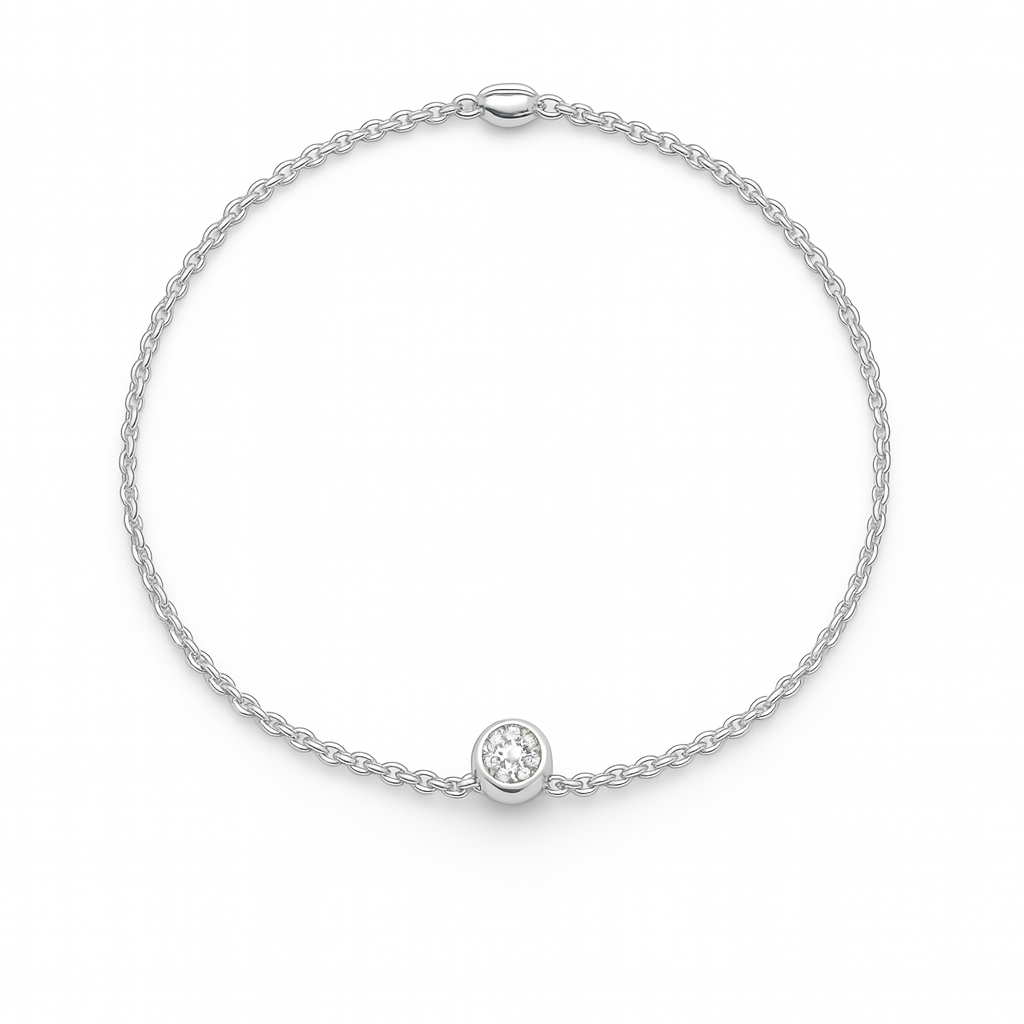 Solitaire Diamond Ball Bracelet in 18K Gold