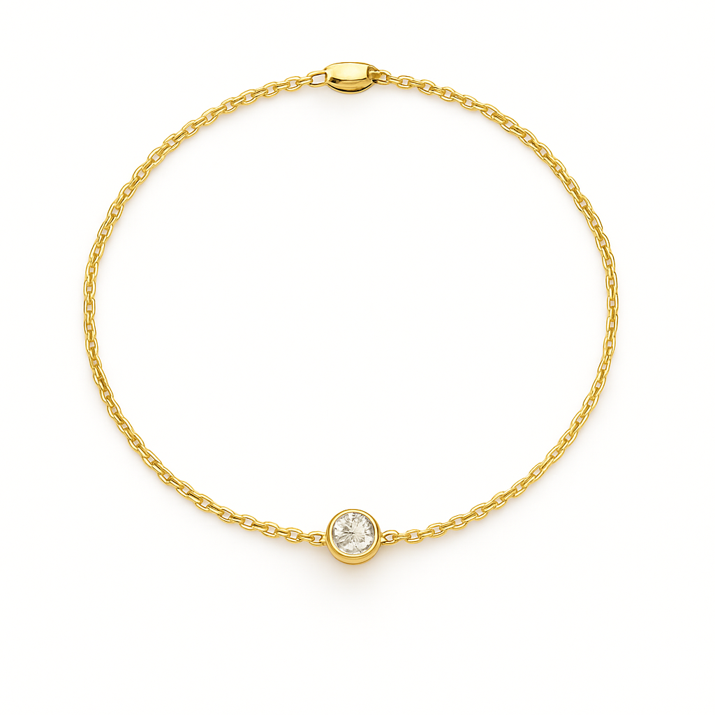 Solitaire Diamond Ball Bracelet in 18K Gold