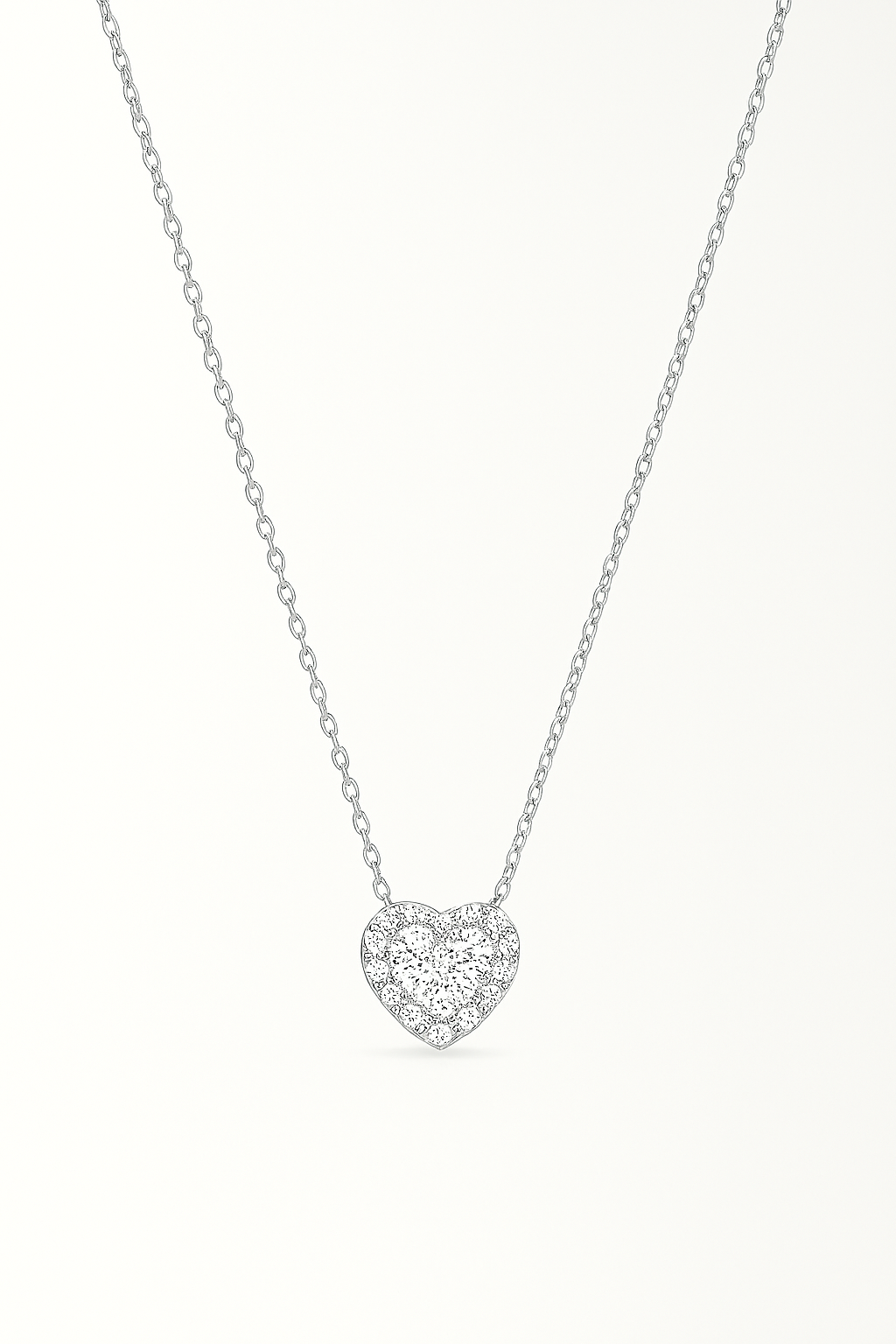 Solitaire Heart Cut Moissanite Necklace in 925 Sterling Silver