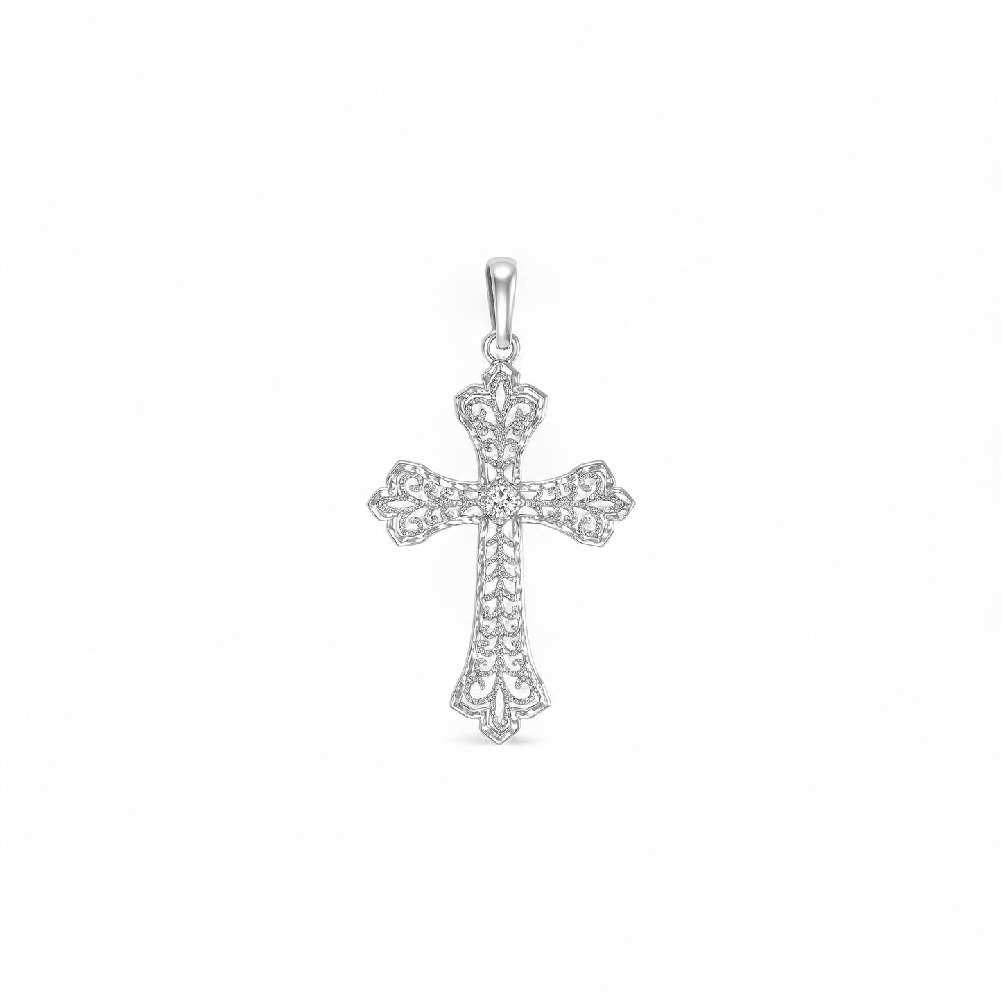 Single Stone Cross Diamond Pendant in 18k Gold