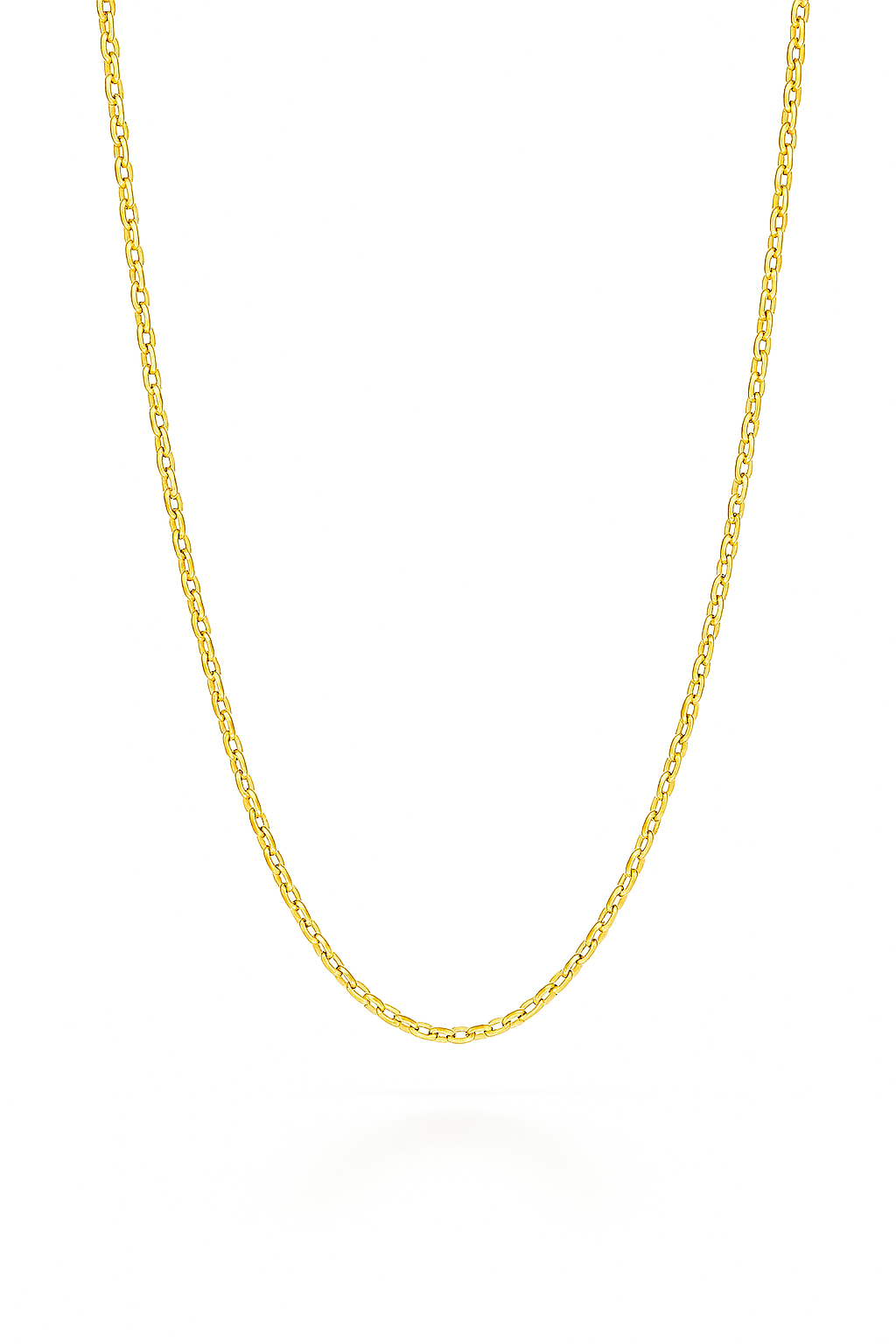 Gold chain necklace on a white background