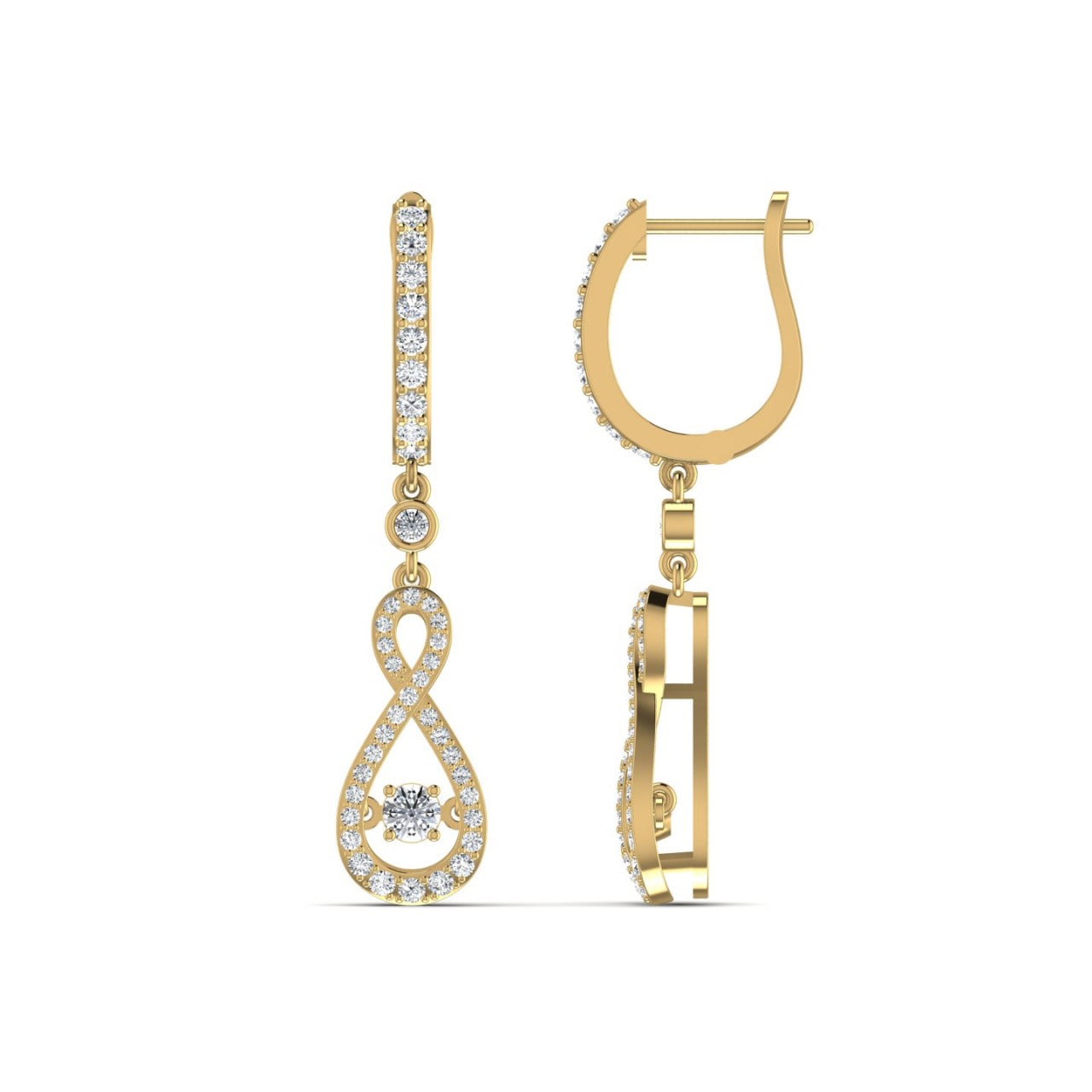 Twinkle Infinie Drop Pave Diamond Earrings in 18K Gold