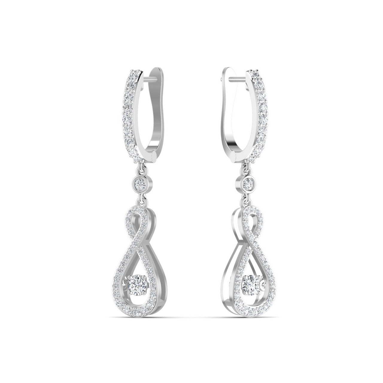 A pair of 18K gold hoop earrings with intricate twinkle-style settings and diamond accents.