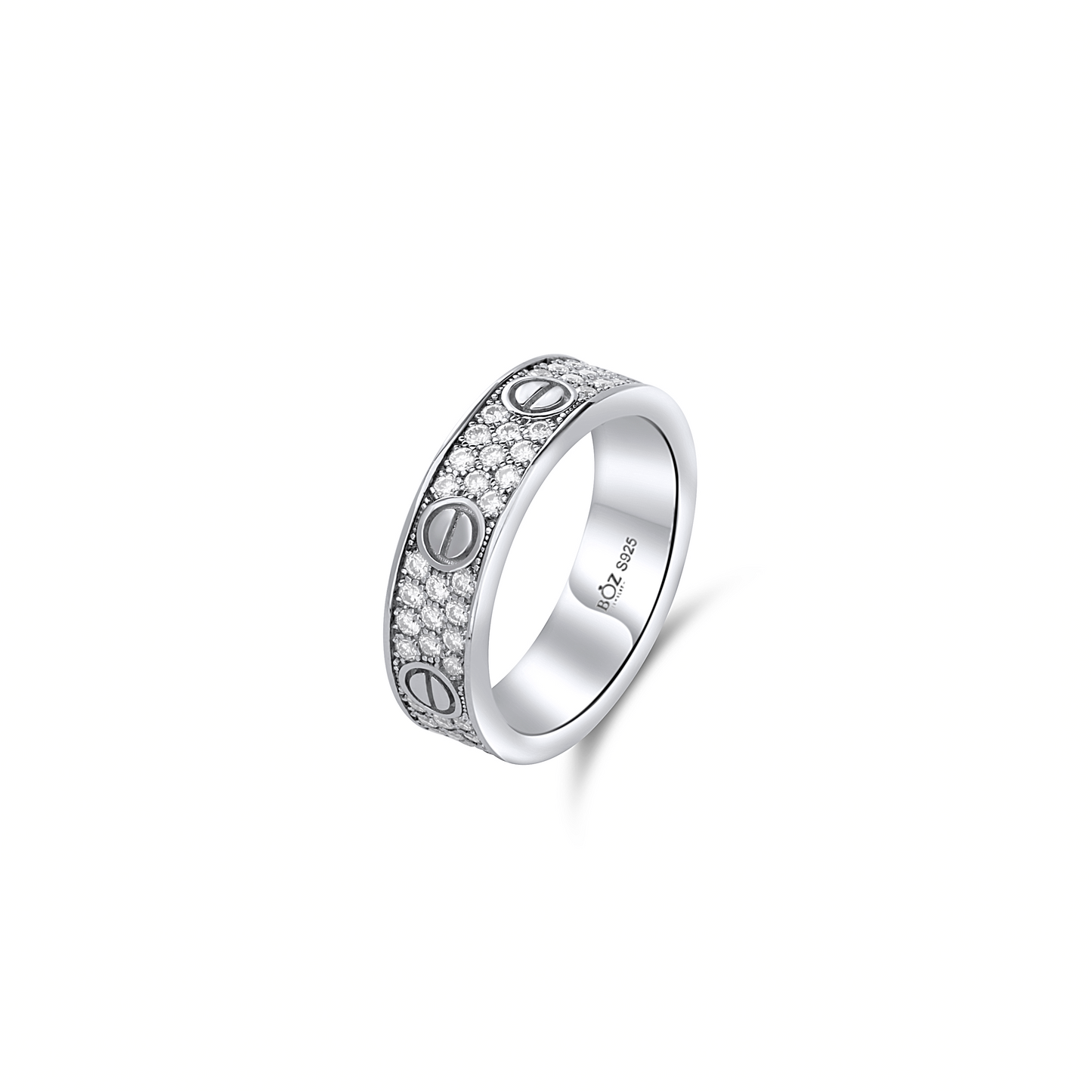 Love Inspired Moissanite Band in 925 Sterling Silver