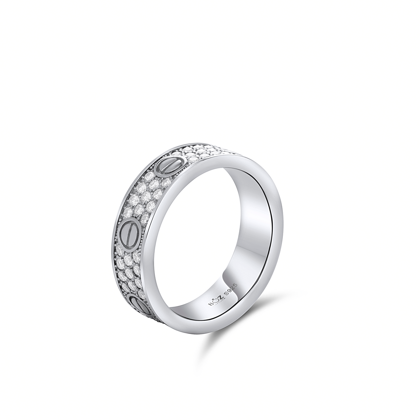 Love Inspired Moissanite Band in 925 Sterling Silver