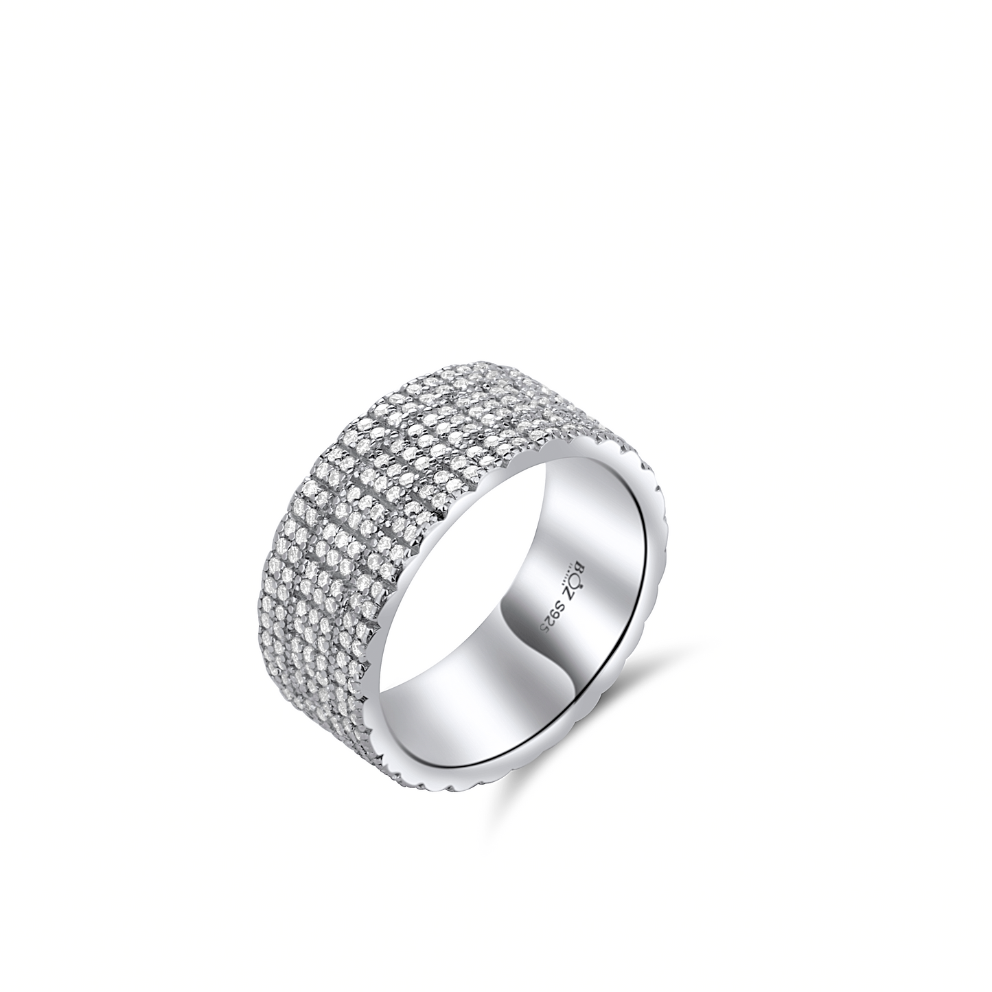 Presidential CZ Band in 925 Sterling Silver