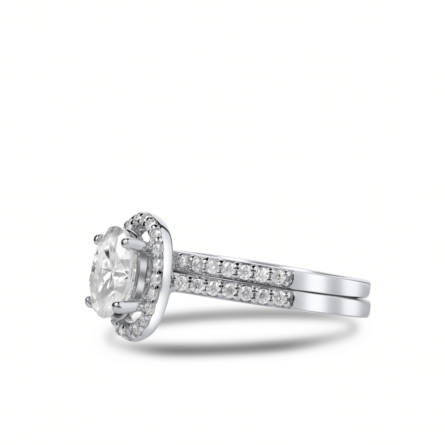 Classic Oval Cut Moissanite Bride Set in 925 Sterling Silver
