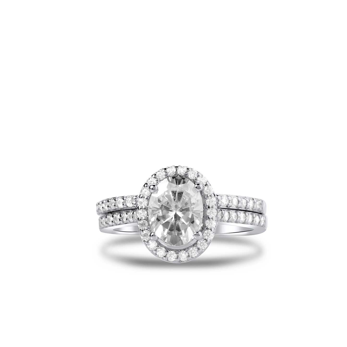 Classic Oval Cut Moissanite Bride Set in 925 Sterling Silver
