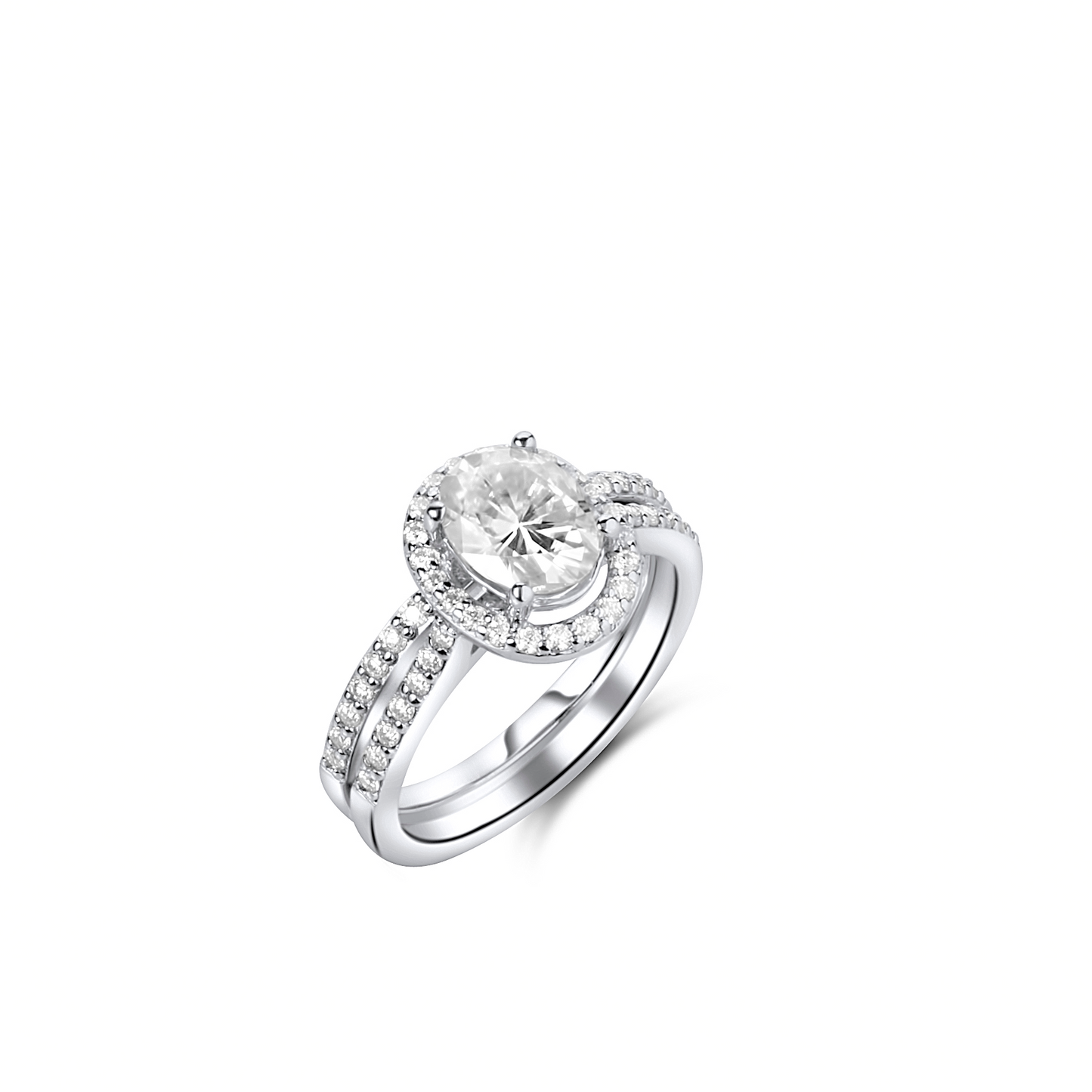 Classic Oval Cut Moissanite Bride Set in 925 Sterling Silver