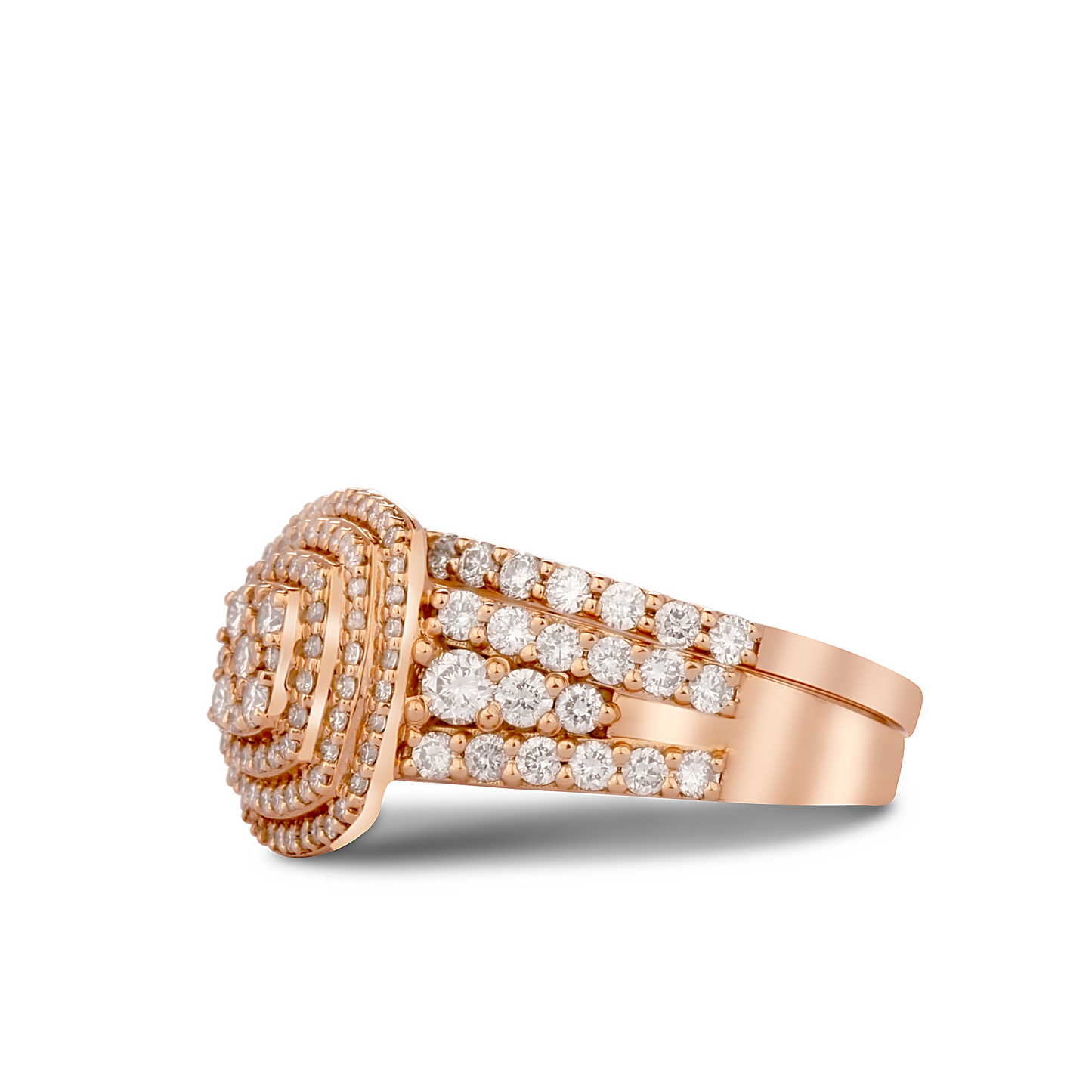 Mims Cushion Cut Natural Diamond Cluster Bride Set in 18K Gold