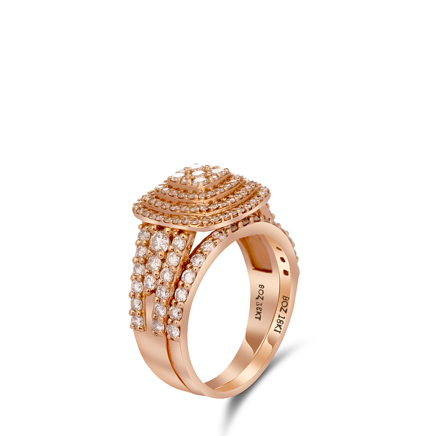 Mims Cushion Cut Natural Diamond Cluster Bride Set in 18K Gold