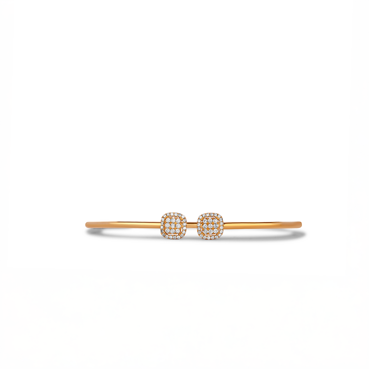 Cushion Cuff Bangle Diamond Bracelet in 18K Gold