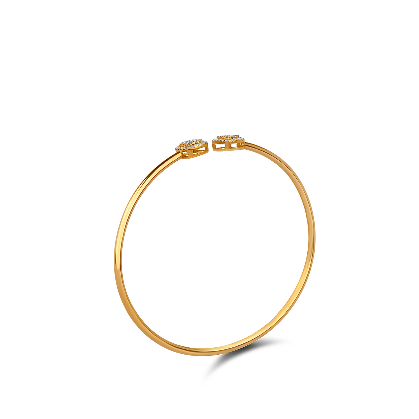 Cushion Cuff Bangle Diamond Bracelet in 18K Gold