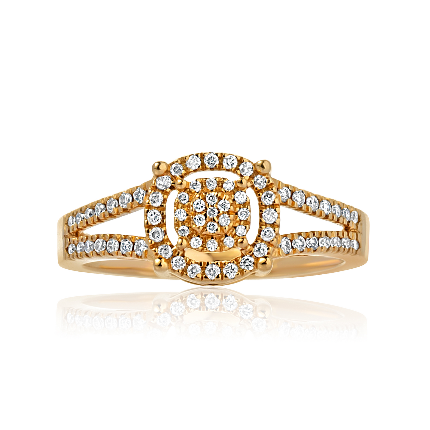 Precious Round Cut Diamond Cluster Engagement Ring in 18K Gold