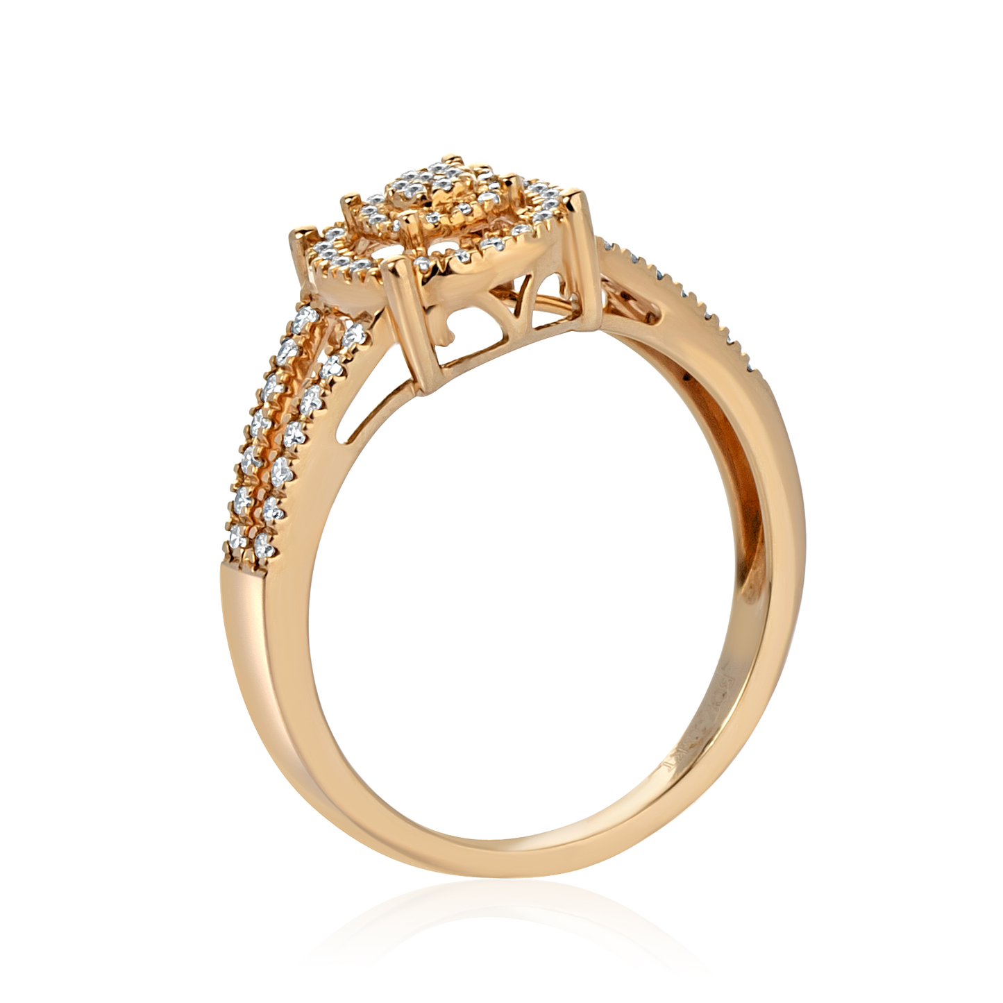 Precious Round Cut Diamond Cluster Engagement Ring in 18K Gold