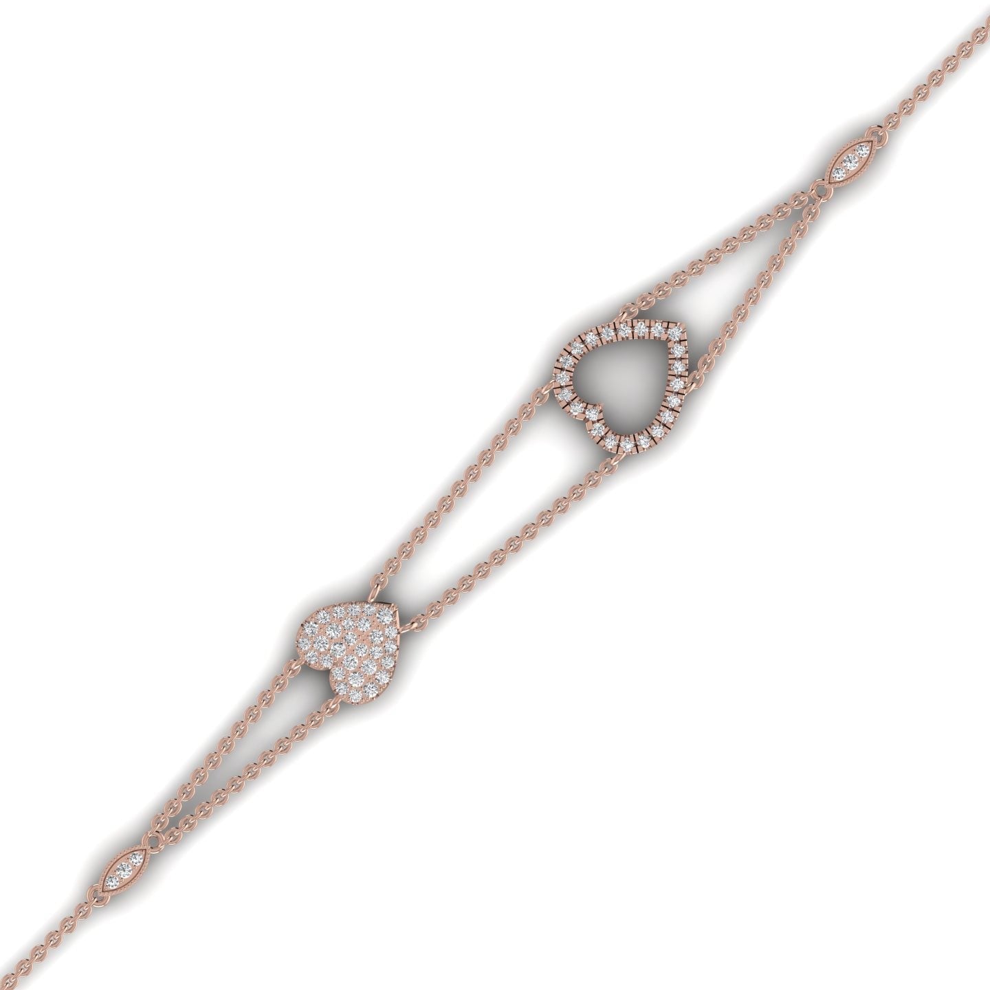 Velar Heart Shape Diamond Cluster Bracelet in 18K Gold