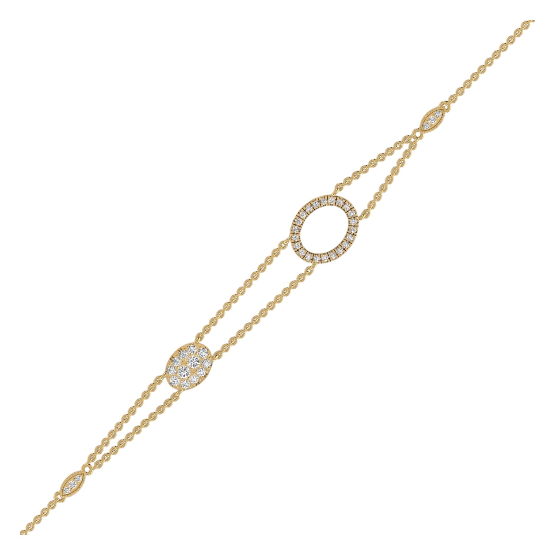 Gold bracelet with diamond accents on a white background