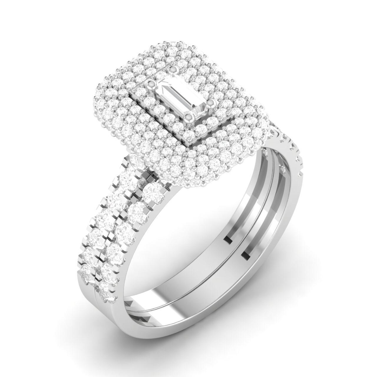Sofia Baguette Cut Diamond Bride Set in 18K Gold