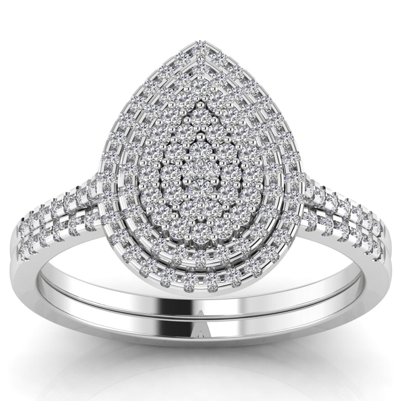 Mariam Pear Cut Natural Diamond Cluster Bride Set in 18K Gold