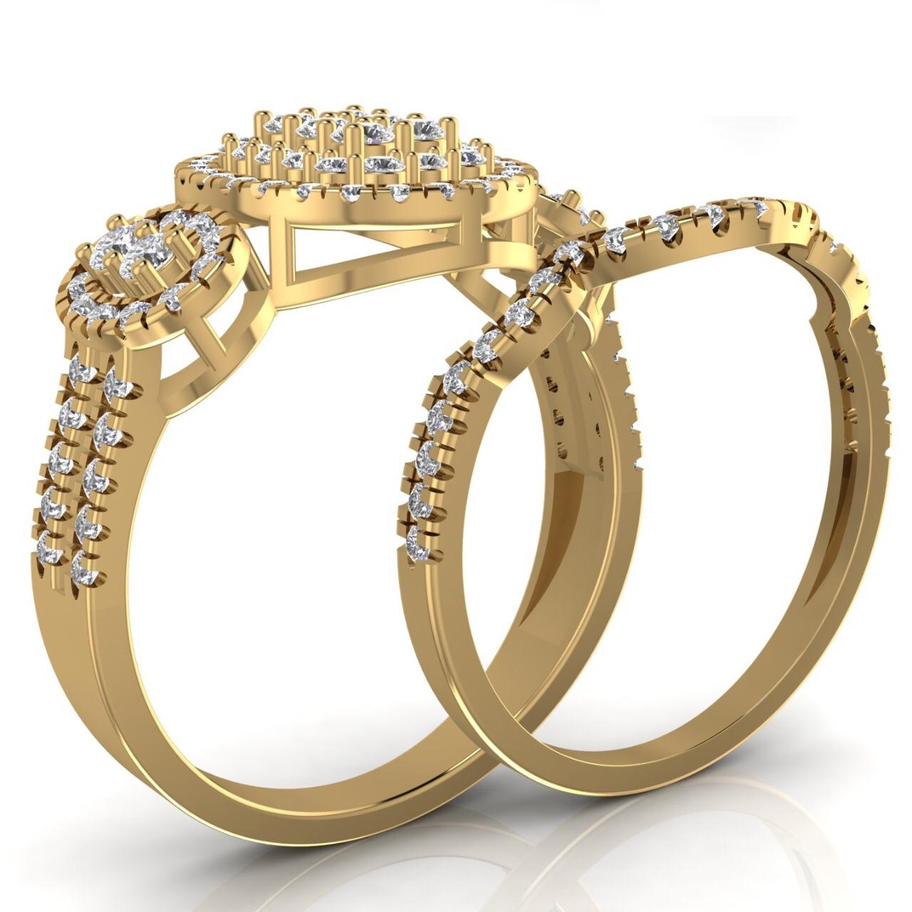 Regina Oval Cut Natural Diamond Cluster Bride Set in 18K Gold