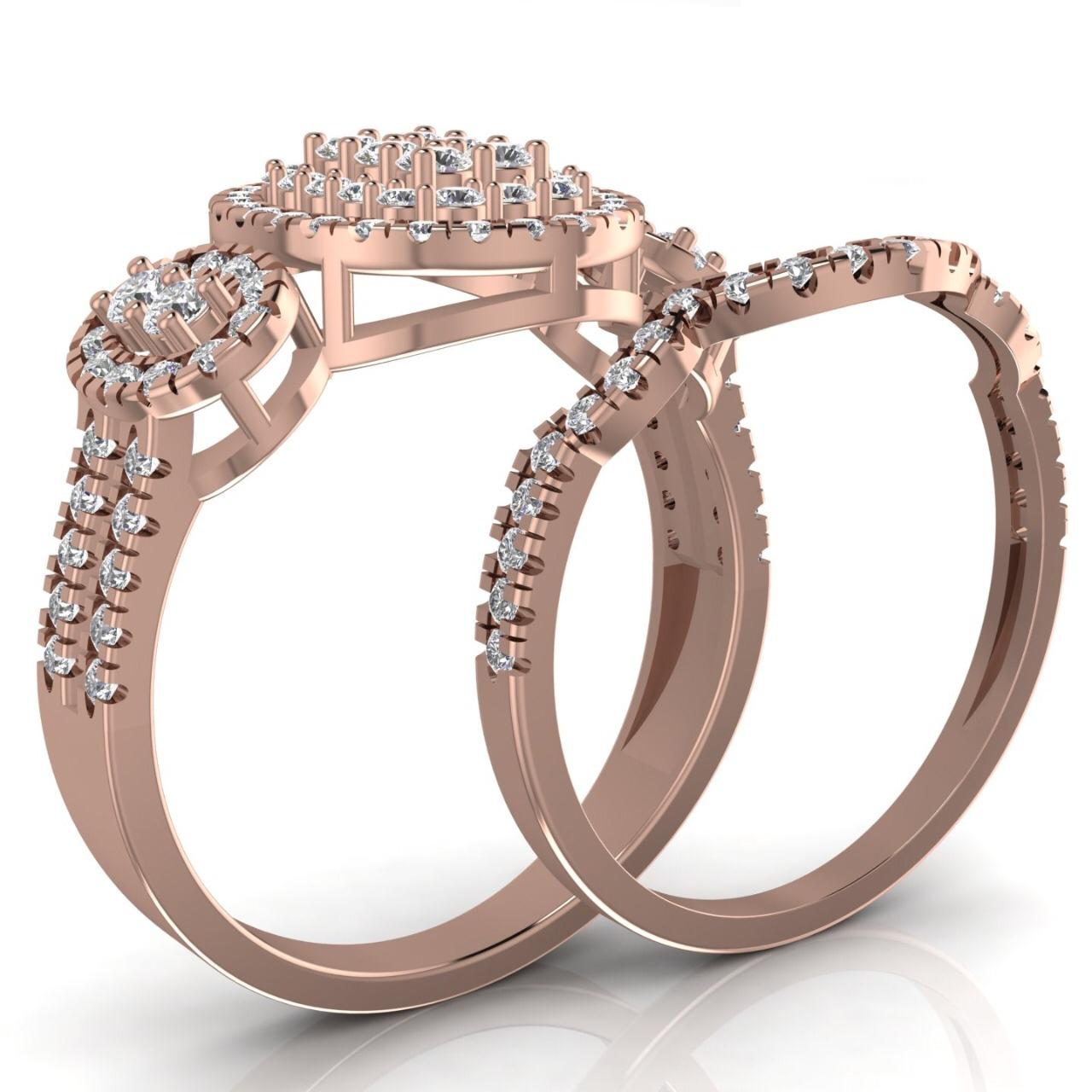 Regina Oval Cut Natural Diamond Cluster Bride Set in 18K Gold