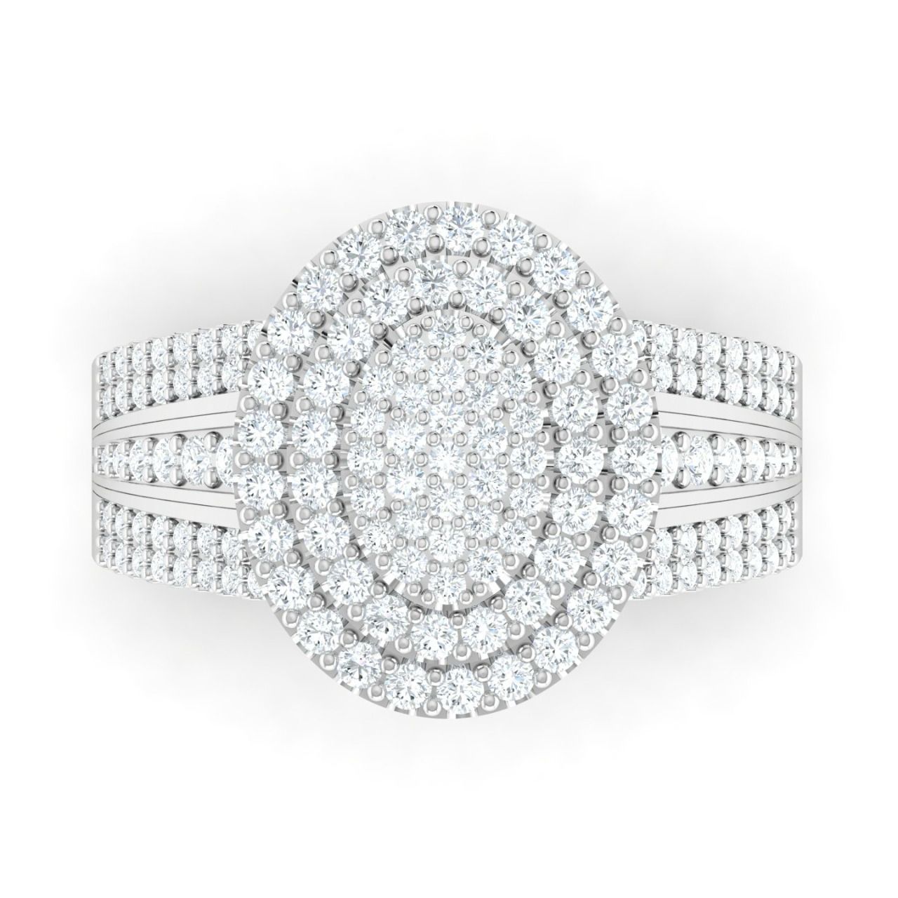 Omoni Oval Cluster Natural Diamond Engagement Ring in 18K Gold