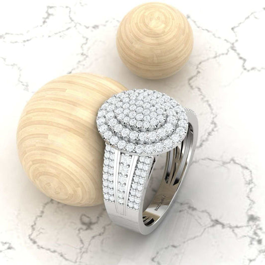 Omoni Oval Cluster Natural Diamond Engagement Ring in 18KT Gold