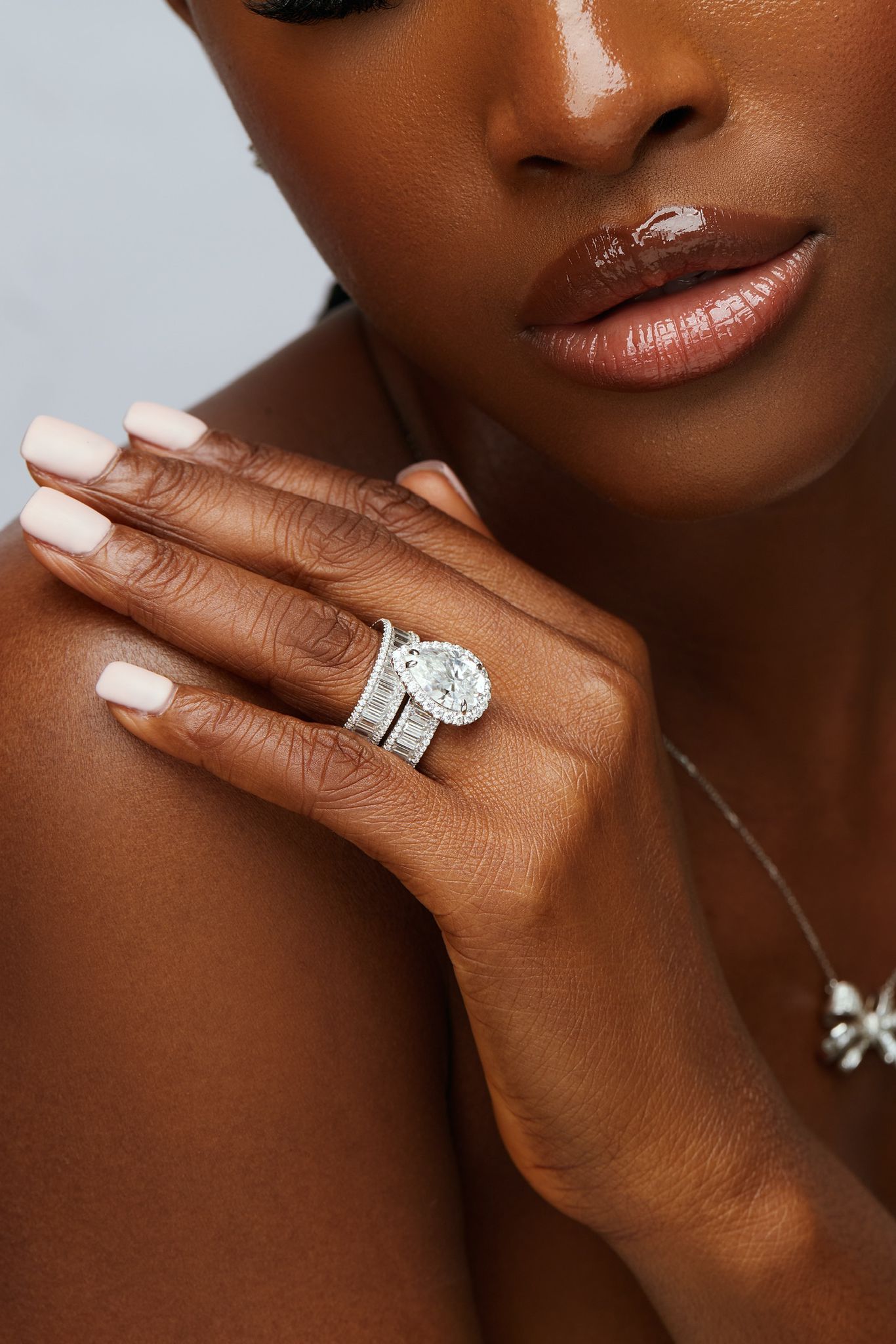 Liz Pear Cut Moissanite Bride Set in 925 Sterling Silver