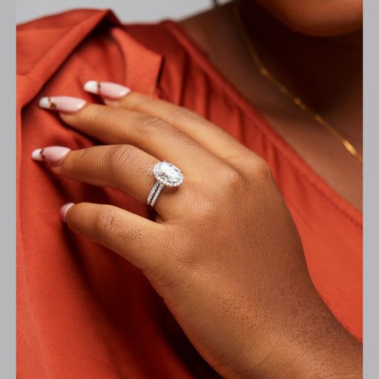 Makeda Oval Cut CZ Bride Set in 925 Sterling Silver