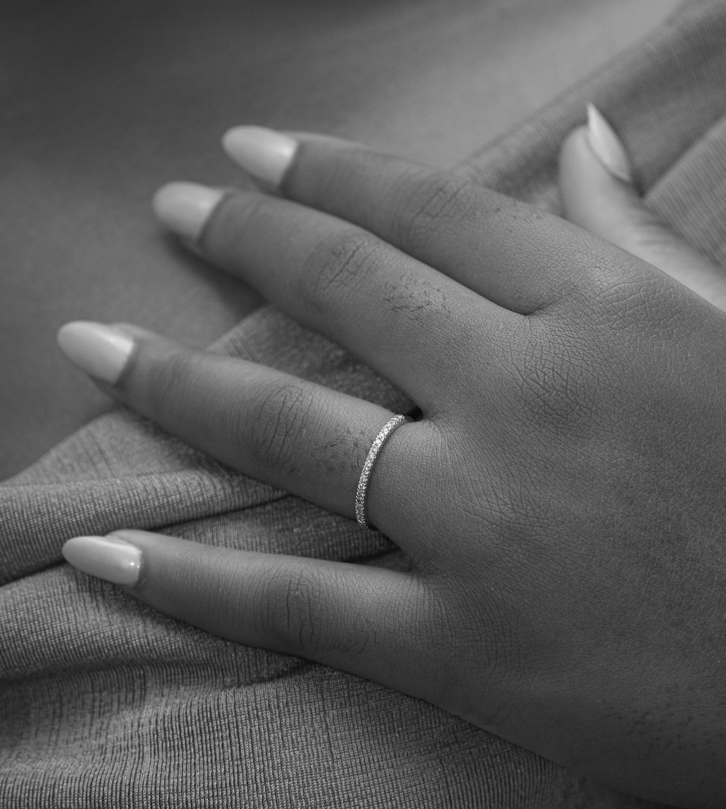 2MM Pave CZ Band in 925 Sterling Silver