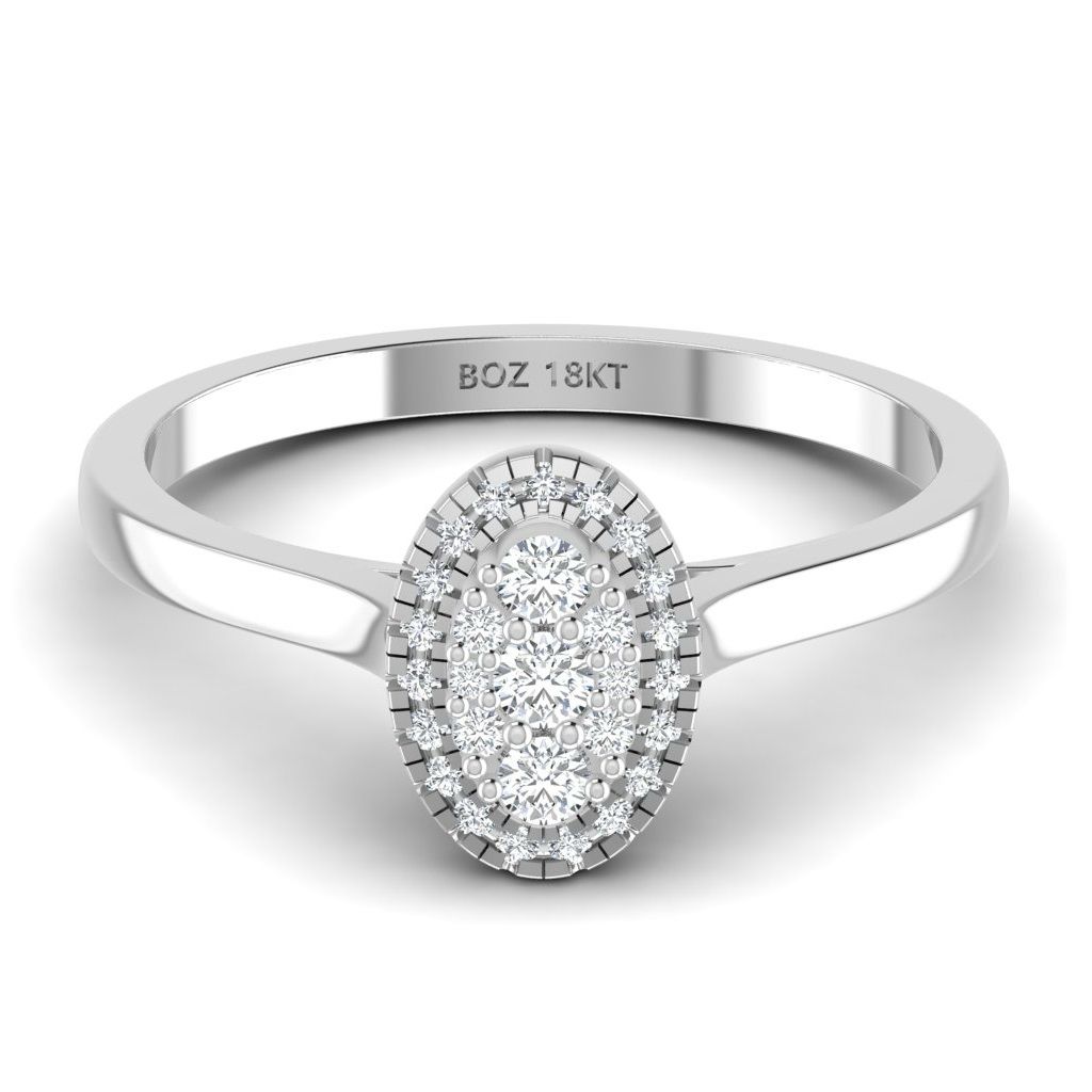 Leah Oval Cut Natural Diamond Engagement Ring in 18K Gold