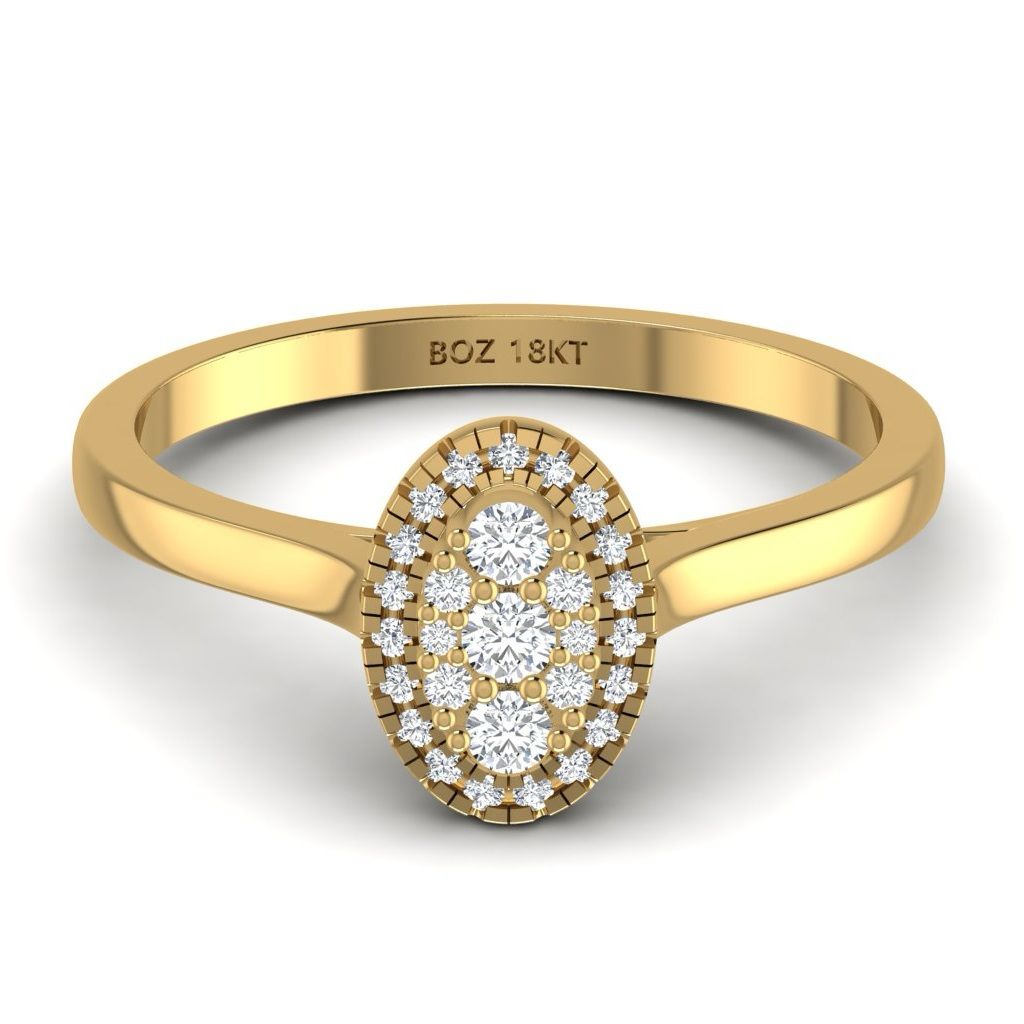 Leah Oval Cut Natural Diamond Engagement Ring in 18K Gold