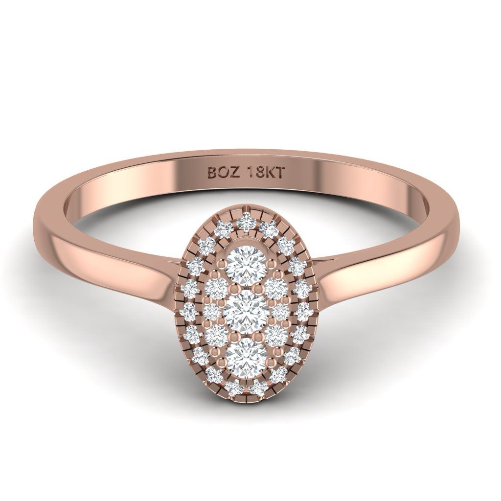 Leah Oval Cut Natural Diamond Engagement Ring in 18K Gold